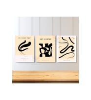 3'lü Set Kanvas Tablo Minimalist Tasarım Salon Tablosu Soyut Fırça Darbeleri Kanvas Tablo