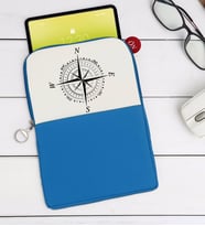 BK Gift Pusula Tasarımlı Taşınabilir Koruyucu Tablet Kılıfı & Organizer Çanta - Mavi-2