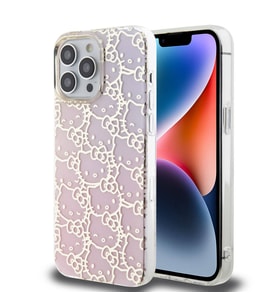 Apple iPhone 15 Pro Max Uyumlu Kılıf Hello Kitty Orjinal Lisanslı Renk Geçişli Elektroplating Kaplama Kitty Head Desenli Kapak (Pembe)