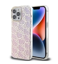 Apple iPhone 15 Pro Max Uyumlu Kılıf Hello Kitty Orjinal Lisanslı Renk Geçişli Elektroplating Kaplama Kitty Head Desenli Kapak (Pembe)