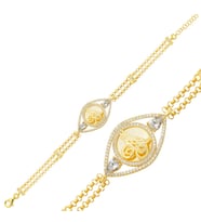 pilelistore 925 Ayar Gümüş Gold Kaplama Tuğralı Kadın Bileklik