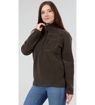 Kadın Polar Yarım Fermuarlı Outdoor Cepli Spor Polar (Haki)