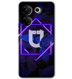 Tecno Camon 20 Pro 4G Kılıf HD Desen Baskılı Kılıf - Dark Neon Yaprak Ü Harfi