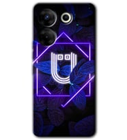 Tecno Camon 20 Pro 4G Kılıf HD Desen Baskılı Kılıf - Dark Neon Yaprak Ü Harfi