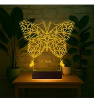 Luvivia Dekoratif Kelebek Tasarım Polygonal Kişiye Özel 3D Lamba - Masa Gece Lambası