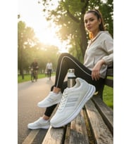 Enoch Erkek Spor Ayakkabı Tam Beyaz Sneaker Gümüş Şeritli Hafif Yürüyüş ve Koşu Modeli
