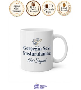 Basın Özgürlüğü Doğru Haber Tarafsız Gazetecilik Temalı Porselen Kupa Bardak Hediye