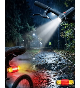 LED Bisiklet Işık Seti Ön Far ve Arka Stop Lambası Güvenlik Seti