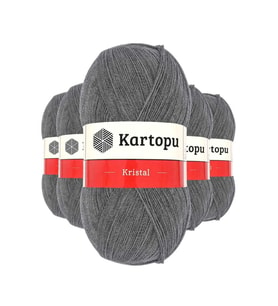 Northcity Kristal Çift Katlı El Örgü İpi Orta Gri (5'li Paket) - İpeksi Doku & Dayanıklı Akrilik İplik