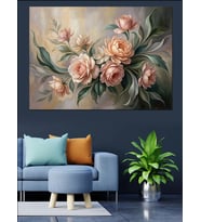 Pastel Tonlarda Gül Demeti Tablosu Dekoratif Kanvas - Mdf Ahşap Tablo