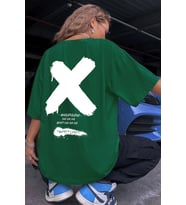 Unisex Sometimes X Baskılı T-shirt (Yeşil)