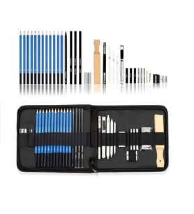 Kara kalem çizim seti, eskiz kalem seti, dereceli kalem set, hediye-çanta kalemlik-33parça