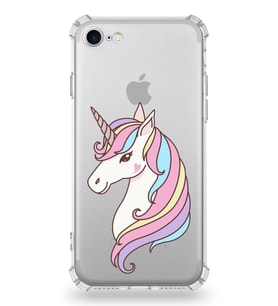 Apple iPhone SE 2020 Uyumlu Köşe Korumalı Antişok  Kapak Unicorn Tasarımlı Şeffaf Silikon Kılıf