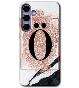 Galaxy S24 Plus Kılıf HD Desen Baskılı Kılıf - Pembe Mermer Desenli Ö Harfi