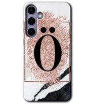 Galaxy S24 Plus Kılıf HD Desen Baskılı Kılıf - Pembe Mermer Desenli Ö Harfi