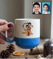 Kişiye Özel Karikatürlü Sarı Kırmızı Taraftar Baba Oğul Kupa Bardak Pro Babalar Günü Hediyesi