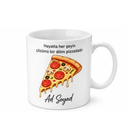 Pizza Dilimi Baskılı Esprili Kupa Bardak Fast Food Temalı Komik Hediye