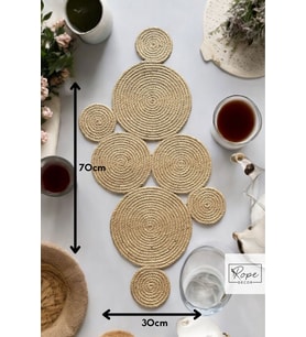 70x30cm, El Yapımı Jüt Halat Salon Sehpa Örtüsü, Mutfak Masa Örtüsü, Ranır Doğal Jüt Runner