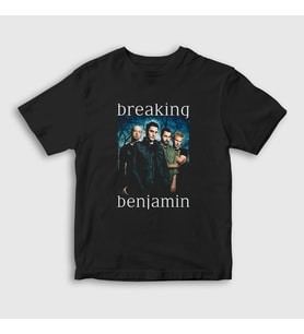 Presmono Unisex Çocuk Siyah Band Breaking Benjamin T-Shirt 375251tt
