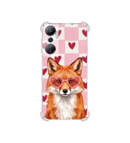 PrintiFy İnfinix Hot 20 ile Uyumlu Pembe Pötikare Serisi Tatlı Kurnaz Tasarımlı Uv Baskılı Köşe Korumalı Antişok Kılıf