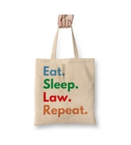 Eat Sleep Law Repeat School Lawyer Gift Avukata Hediye 02 Beyaz Bez Çanta Alışveriş Çantası