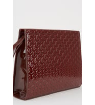 Kadın Petunya Dokulu Acı Kahve Astarlı Suni Deri Bilek Askılı Portföy El Ve Clutch Çanta