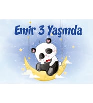 Sevimli Panda Temalı Doğum Günü Afişi 35X50 cm