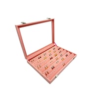 Camlı Küpe Koleksiyon Kutusu Süet Pembe