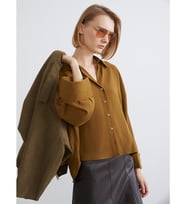 LCW Vision Kahverengi Oversize Kadın Gömlek