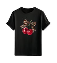 Kiraz  Görselli  Unisex (Cherry Tshirt) Tişört (Siyah)