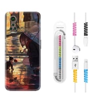 General Mobile GM 21 Pro GM 22 Pro Plus Kılıf Kablo Koruma Spiral Silikon Kız ve Kedi 1762