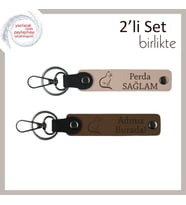 Tatlı Can Dostuna Anlamlı Hediye, Patili Figürlü, Kişisel Deri Anahtarlık, Yavru Ağzı-Açık Kahve (Çok Renkli)