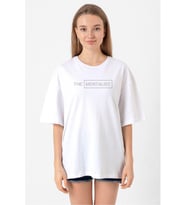 The Mentalist Lettern Beyaz Kadın Oversize Tshirt