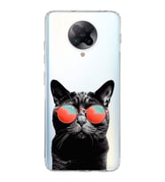 PrintiFy Poco F2 Pro ile Uyumlu Kedi 3 Kamera Korumalı Şeffaf Kılıf
