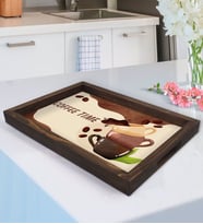 BK Gift Coffee Tasarımlı Doğal Ahşap Tepsi-5
