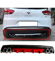 Renault Clio Mk4 SportTourer SW Kırmızı Difüzör Çiftli Yuvarlak Egzoz Görünümlü D Tip Difizör 2012-2019