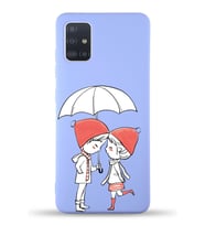 Samsung Galaxy A71 Uyumlu Lansman Kılıf Aşk Tasarımlı İçi Kadife Kapak-Lila (Şeffaf)