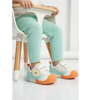Marcokids Beyaz Turuncu Cırtlı Fileli Anatomik Bebek Spor Ayakkabı 26Y704 B