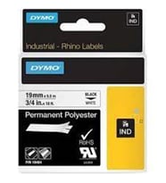 Dymo 18484 RhinoPRO SabitPolyester Şerit 19mmx5,5m Beyaz-Siyah