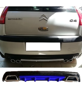 Citroen C4 Mavi Difüzör Çiftli Kare Egzoz Görünümlü D Tip Difizör