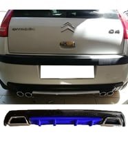 Citroen C4 Mavi Difüzör Çiftli Kare Egzoz Görünümlü D Tip Difizör