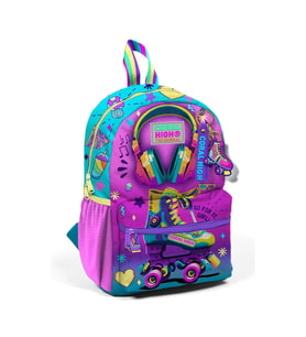 CORAL HIGH 23554 KIDS PEMBE TURKUAZ KULAKLIK PATEN DESENLİ İKİ BÖLMELİ MİNİK YUVA SIRT ÇANTASI