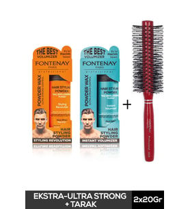 Fontenay Saç Şekillendirici Pudra Toz Wax Mat Effect Ve Ultra Strong 20gr + Profesyonel Saç Fırçası 1018 3'lü Set