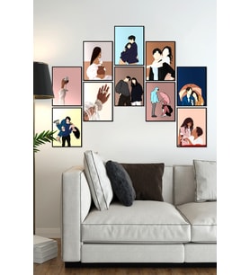 Çerçevesiz Çerçeve Görünümlü Sevgililer Günü  10 Parça Mdf Tablo Seti Çoklu Baskı Seti Mdf Baskı ÖZC-MDF10Y