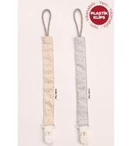 Vizon Puantiye - Gri Puantiye - Plastik Klipsli Emzik Askısı Seti - 2'li Emzik Zinciri Seti