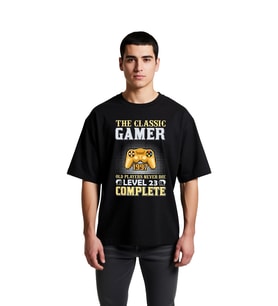 Klasik Gamer 1997 Level 23 Nostalji Baskılı Erkek Oversize Tişört