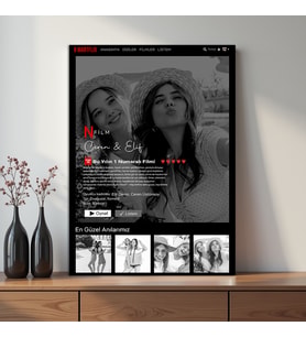 Netflix Tasarımlı Kişiye Özel 5 Fotoğraflı Kişileştirilebilir Ahşap Tablo