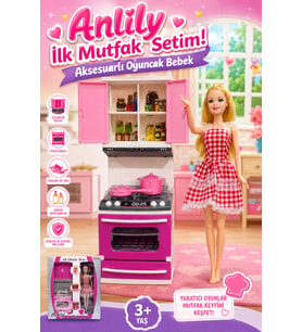 Anlily İlk Mutfak Setim - Aksesuarlı Oyuncak Bebek ve Fırınlı Mutfak Seti (3+ Yaş)