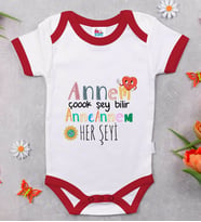 BK Kids Annem Çok Şey Bilir Tasarımlı Kırmızı Bebek Body Zıbın-1