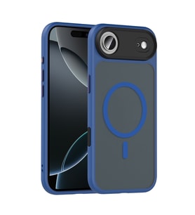 iPhone 17 Air Kılıf Mat Arka Yüzey Wireless Şarj Özellikli Flet M-safe Kılıf (Lacivert)